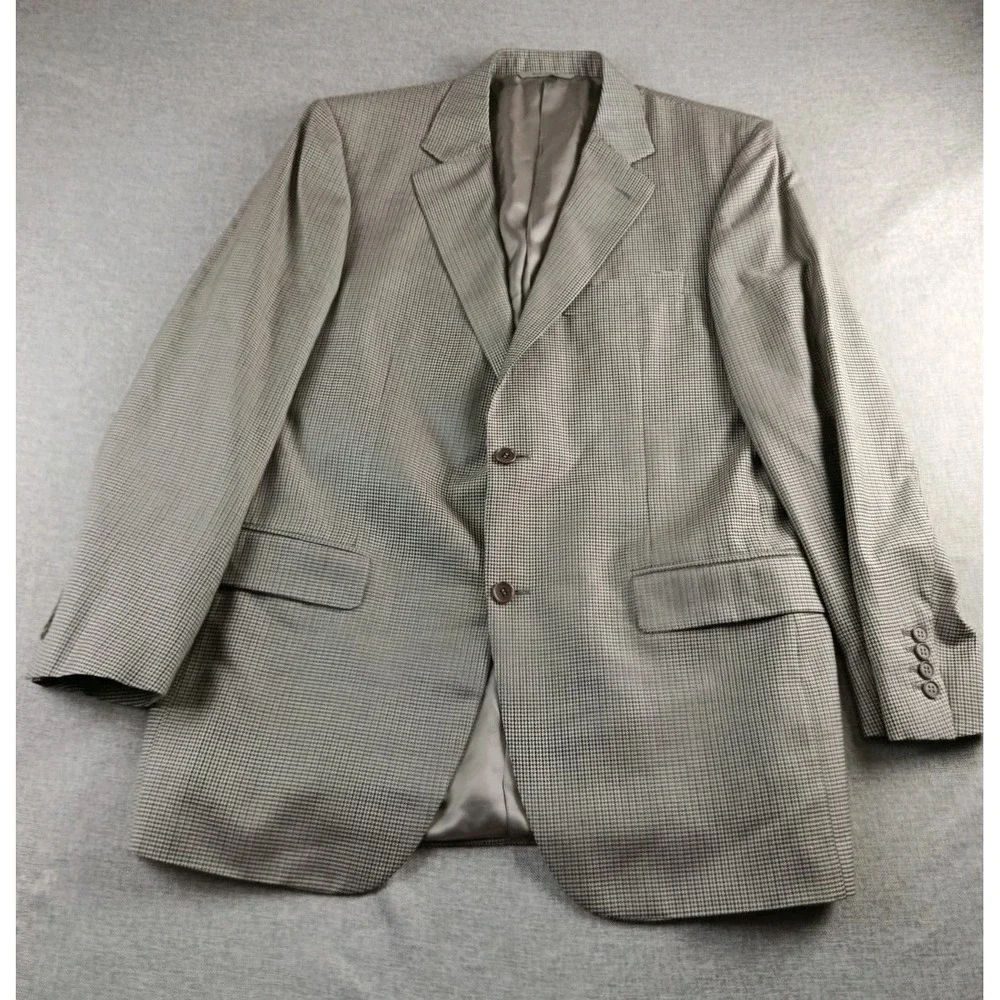 Canali 1934 Sport Coat Mens 44 Beige Houndstouth Wool Silk Blazer Jacket Italy